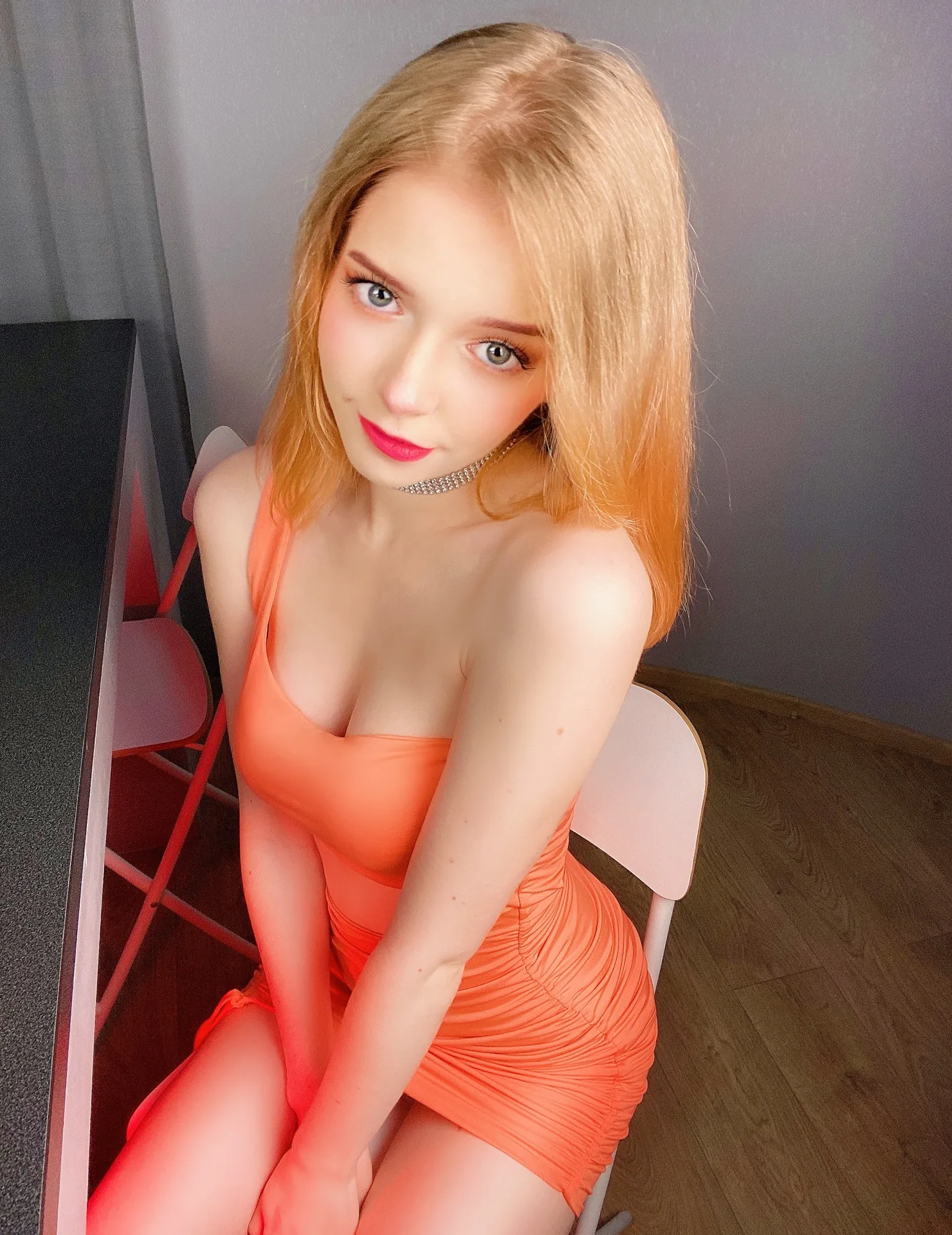Orange dress on a chair