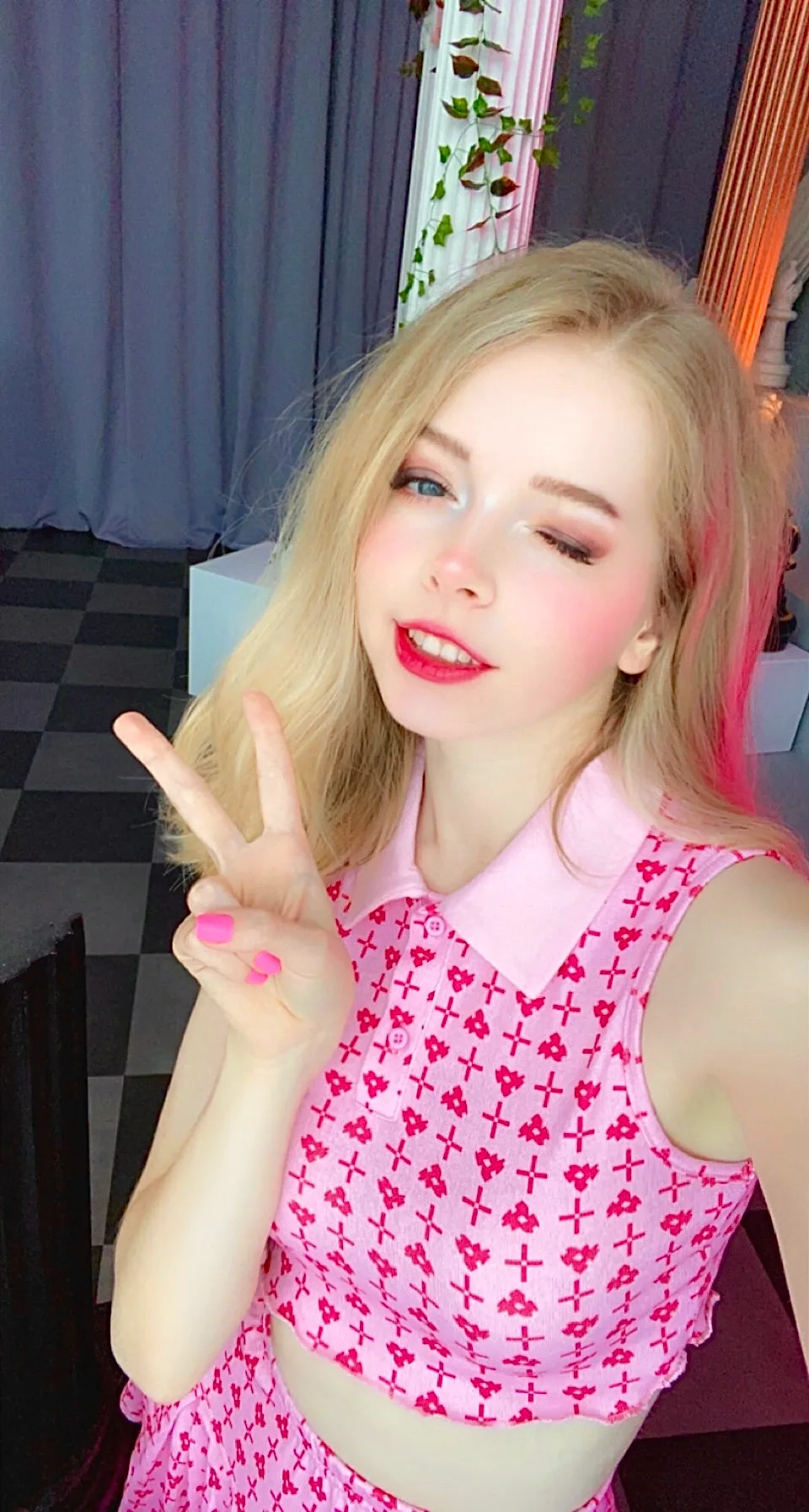 Pink heart top indoors